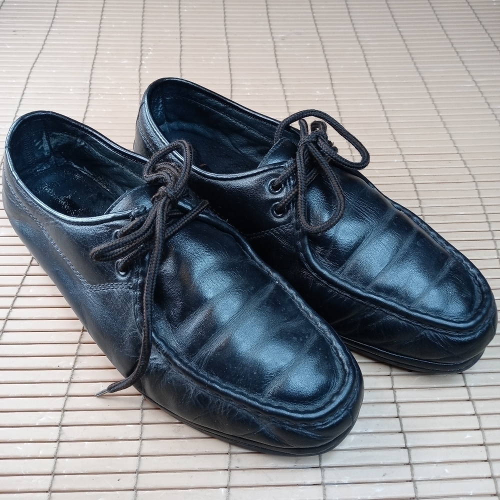 Florsheim men's black leather lace comfort walking shoes. Sz 10.5EEE. 231.1pm